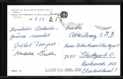 AK Kematen, Blick zur Kirche gegen Dolomiten