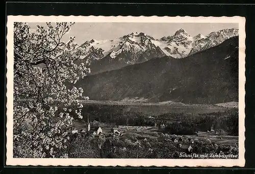 AK Schnifis, Ortsansicht mit Zimbaspitze
