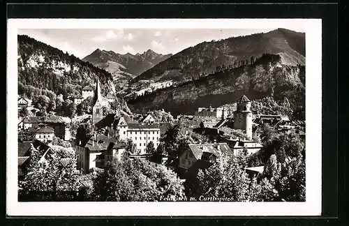 AK Feldkirch, Ortsansicht mit Curtisspitze