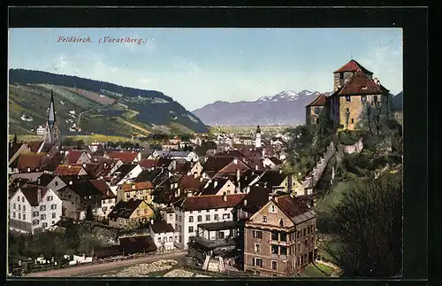 AK Feldkirch, Ortsansicht aus der Vogelschau