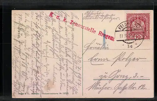 AK Feldkirch, Ortsansicht aus der Vogelschau