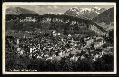 AK Feldkirch, Ortsansicht mit Gurtisspitze