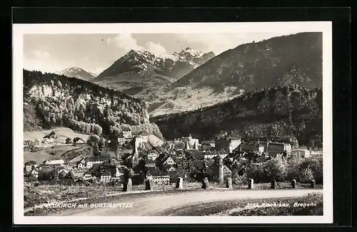 AK Feldkirch, Ortsansicht mit Gurtisspitze