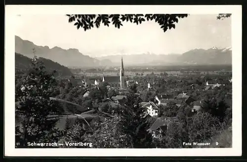 AK Schwarzach, Ortsansicht mit Kirche