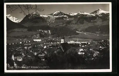 AK Bludenz, Ortsansicht mit Schesaplana