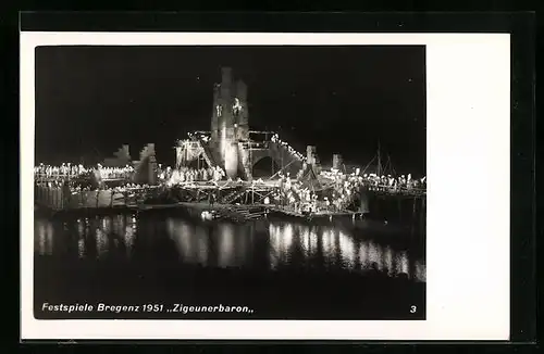 AK Bregenz, Festspiele 1951, Aufführung Zigeunerbaron
