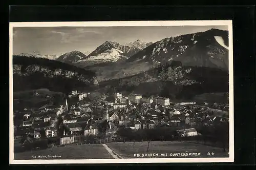 AK Feldkirch, Ortsansicht mit Gurtisspitze