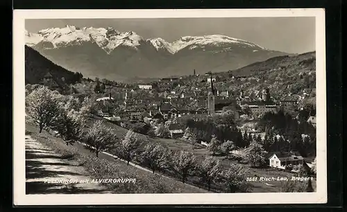 AK Feldkirch, Ortsansicht mit Alviergruppe