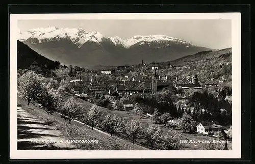 AK Feldkirch, Ortsansicht mit Alviergruppe
