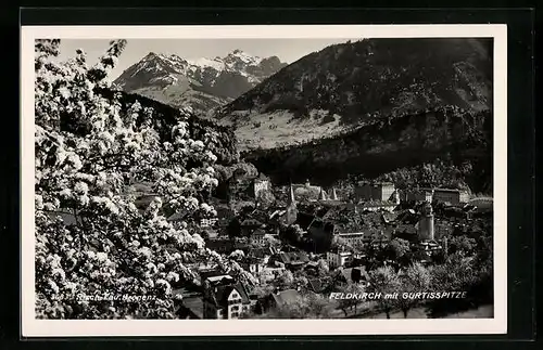AK Feldkirch, Ortsansicht mit Gurtisspitze