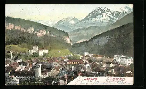 AK Feldkirch, Ortsansicht aus der Vogelschau