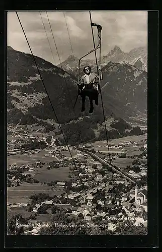 AK Schruns, Hochjochbahn mit Zimbaspitze