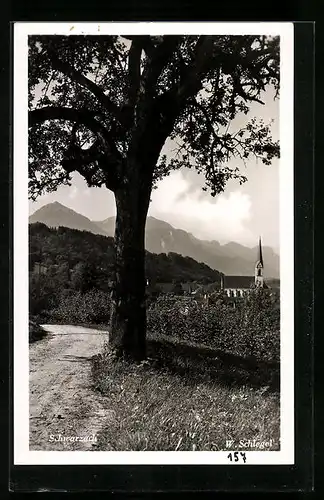 AK Schwarzach, Blick zur Kirche