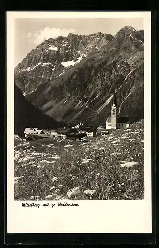 AK Mittelberg, Ortsansicht mit gr. Widderstein