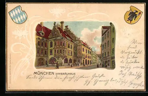 Passepartout-Lithographie München, Münchner Hofbräuhaus, Wappen