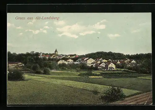 AK Alt-Landsberg, Ortsansicht aus der Vogelschau