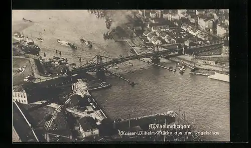 AK Wilhelmshaven, Kaiser Wilhelm-Brücke aus der Vogelschau