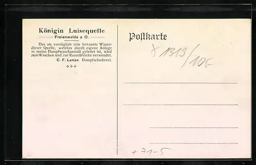 AK Freienwalde a. O., Königin Luise-Quelle