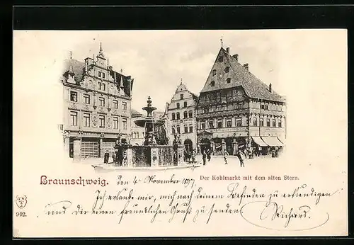 AK Braunschweig, Kohlmarkt mit dem alten Stern