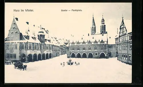 AK Goslar /Harz, Marktplatz im Winter