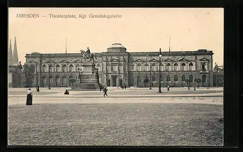 AK Dresden, Theaterplatz, Königliche Gemäldegalerie