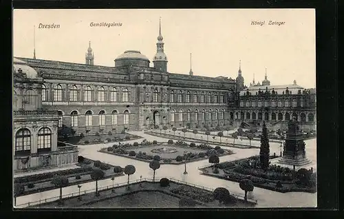 AK Dresden, Gemäldegalerie und Königlicher Zwinger