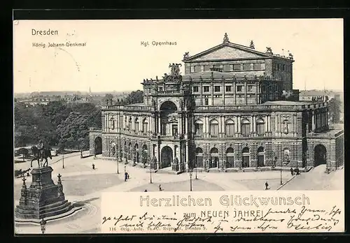 AK Dresden, Königliches Opernhaus und König Johann-Denkmal