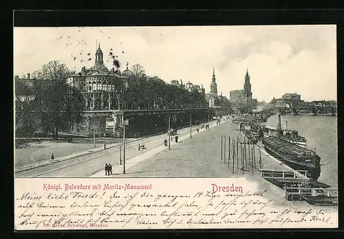 AK Dresden, Königliches Belvedere mit Moritz-Monument
