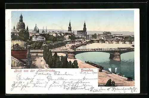 AK Dresden, Blick von der Albertbrücke