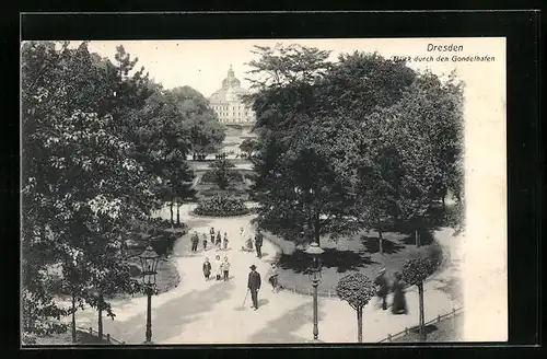 AK Dresden, Blick durch den Gondelhafen