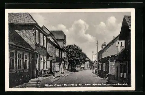 AK Masserberg / Thür., Ortsstrasse am Gasthaus zum Rennsteig