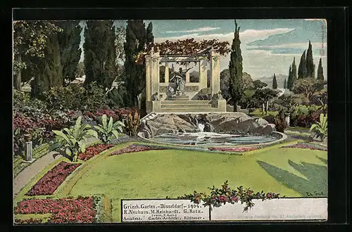 AK Düsseldorf, Kunst- und Gartenbau-Ausstellung 1904, Griechischer Garten