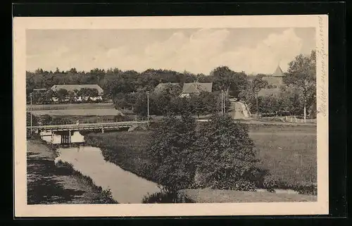 AK Müden a. Örtze, Ortspartie, Flusspartie mit Brücke