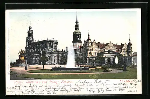 AK Dresden, Katholische Hofkirche und Königliches Schloss