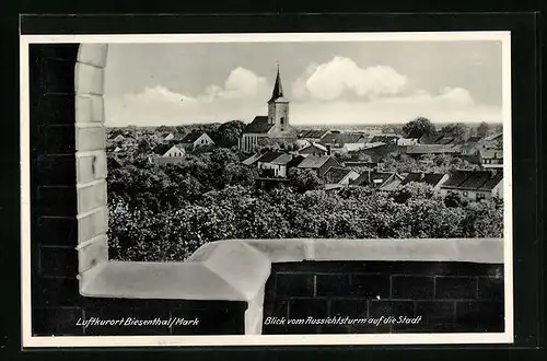 AK Biesenthal i. M., Blick vom Aussichtsturm auf die Stadt