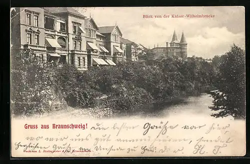 AK Braunschweig, Blick von der Kaiser Wilhelmbrücke