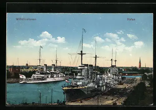 AK Wilhelmshaven, Kriegsschiffe im Hafen