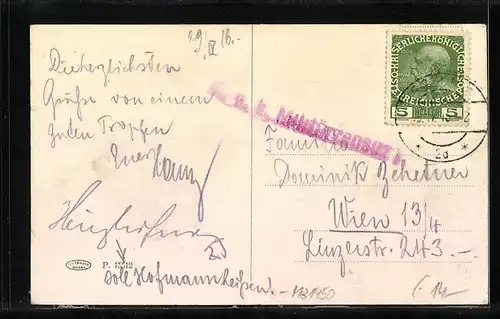 AK Bozen, Gasthaus Rathauskeller, Hauptlokal, Innenansicht