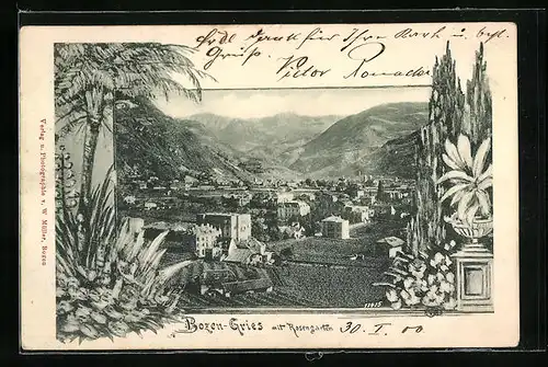 AK Bozen-Gries, Teilansicht mit Rosengarten