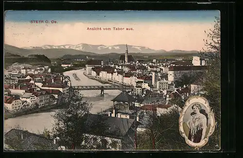 AK Steyr, Ansicht mit Brücke vom Tabor aus