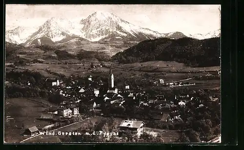 Foto-AK Wind. Garsten, Teilansicht mit Kirche u. d. Pyhrgas