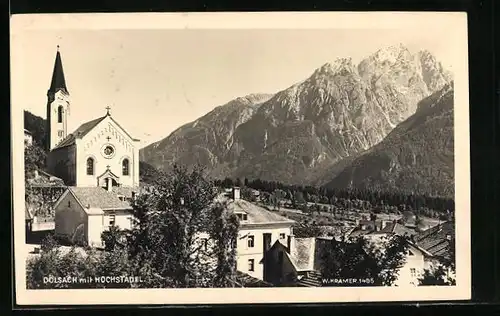 AK Dölsach, Ortspartie mit Kirche und Hochstadel