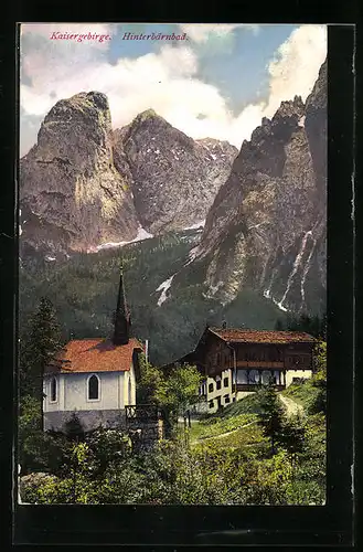 AK Hinterbärnbad /Kaisergebirge, Ortspartie mit Kapelle