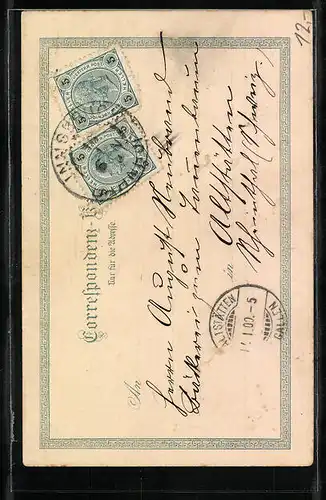 Lithographie Innsbruck, Stadtturm und Gasthaus Goldenes Dachl