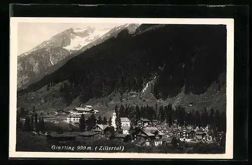 AK Ginzling i. Zillertal, Ortsansicht aus der Vogelschau