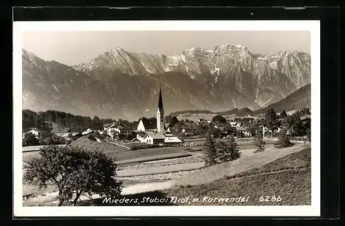 AK Mieders i. Stubaital, Ortsansicht m. Karwendel