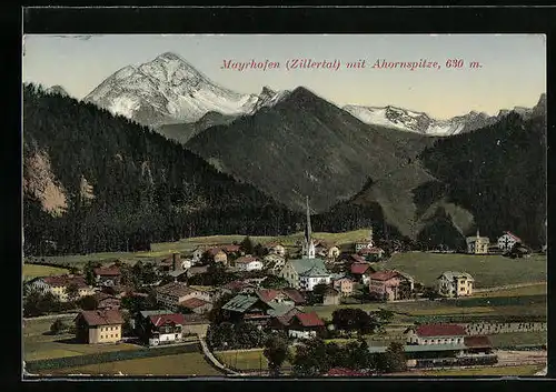 AK Mayrhofen i. Zillertal, Ortsansicht mit Ahornspitze