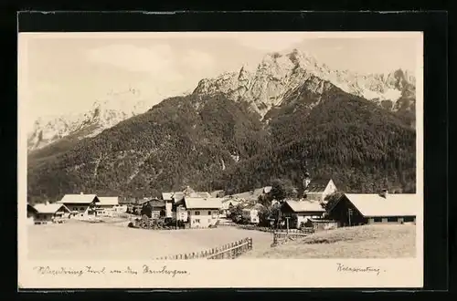 AK Waidring, Ortsansicht mit Bergpanorama