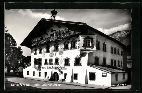 AK Söll, Blick zum Gasthof Post