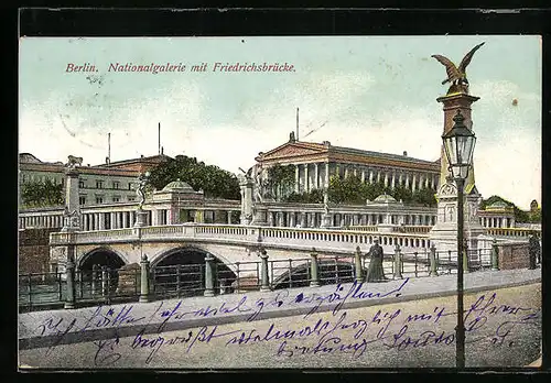 AK Berlin, Nationalgalerie mit Friedrichsbrücke